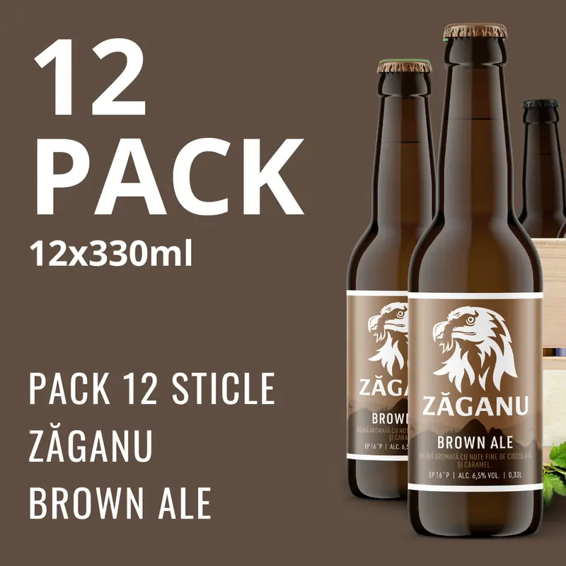 12 pack ZĂGANU Brună (Brown Ale) 330 ml