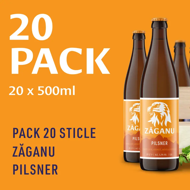 20 pack ZĂGANU Blondă (Pilsner) 500 ml
