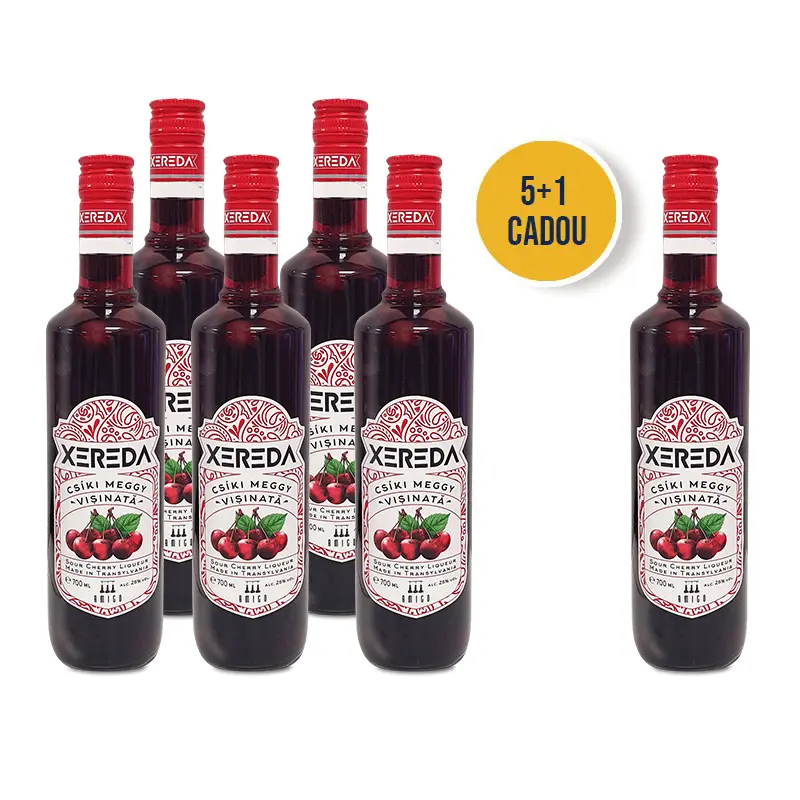 5x Lichior XEREDA 25% Csiki Meggy-Visinata 0.7L + 1 CADOU