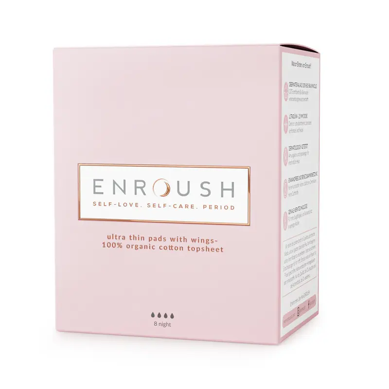 Absorbante 100% Organice NOAPTE, 8 bucăți | Enroush