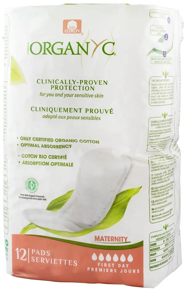 Absorbante intime din bumbac 100% organic, pentru perioada de dupa nastere 12 buc Organyc