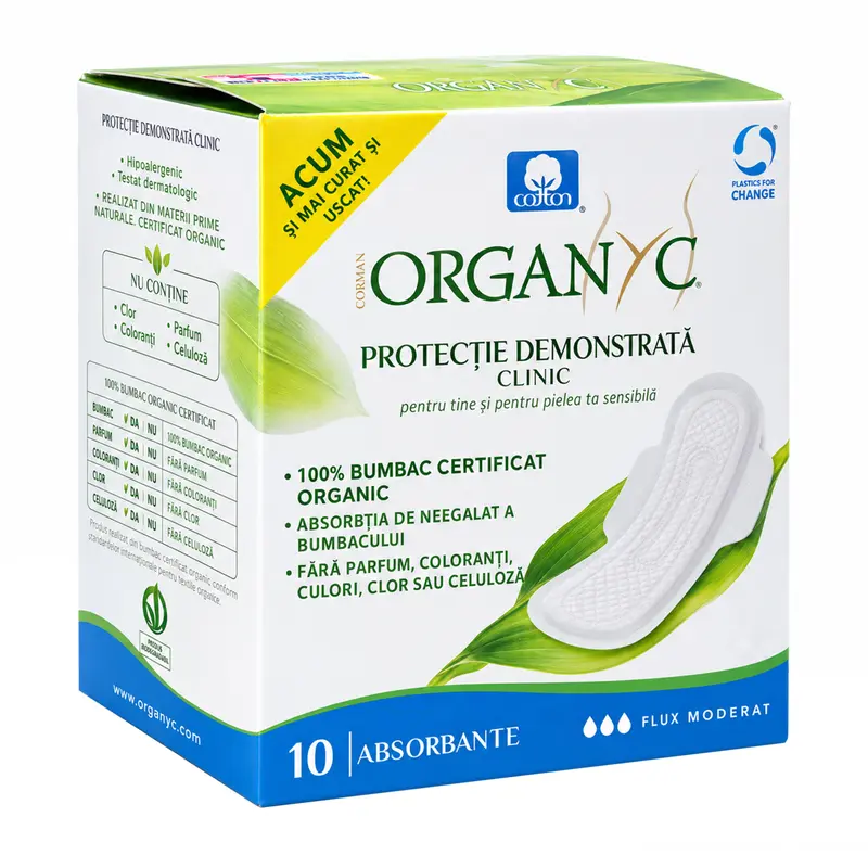 Absorbante intime din bumbac organic pentru zi 10 buc Organyc