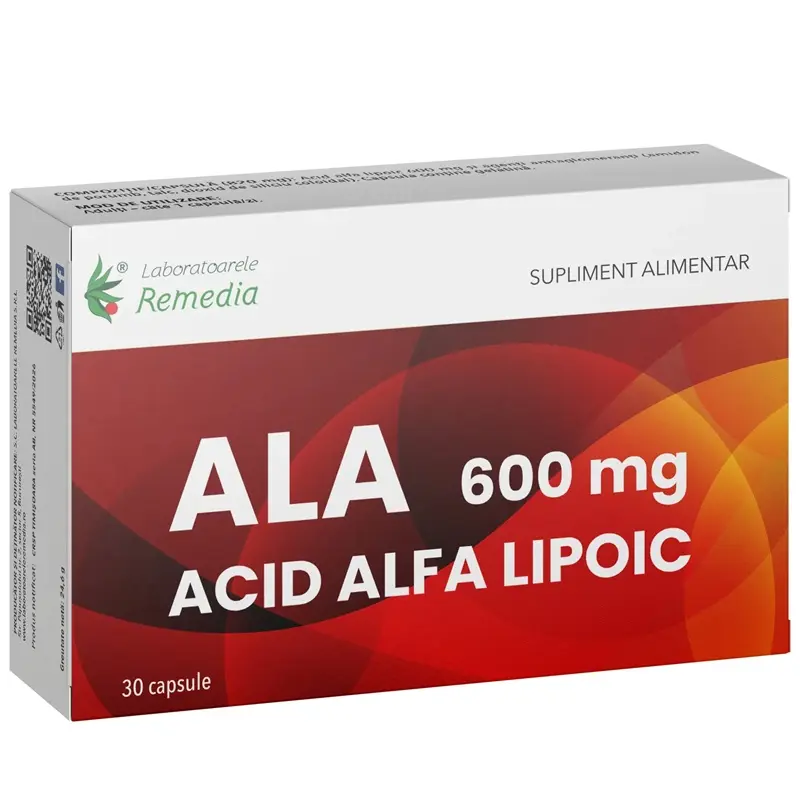 Acid alfa-lipoic 600 mg 30 capsule – Remedia - Energie celulară