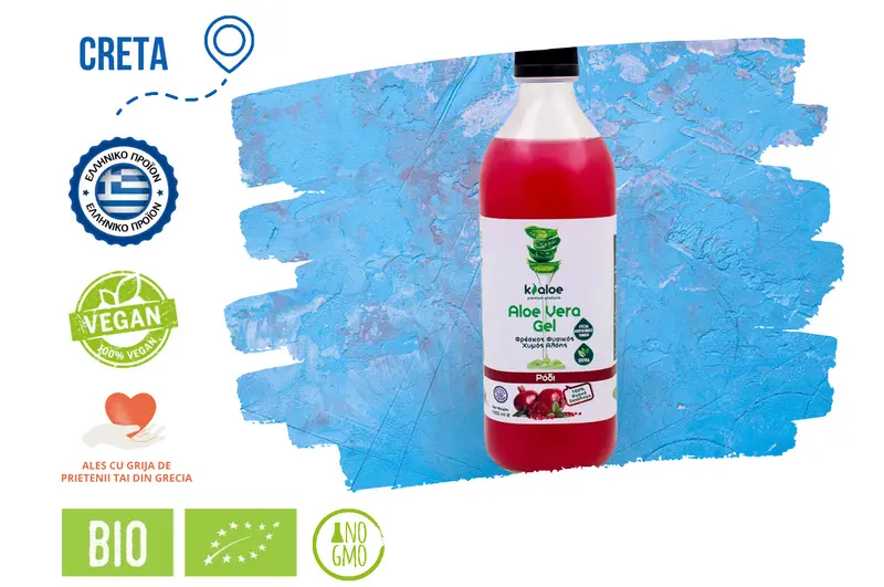 Aloe Vera Gel Organic cu Rodie, 1L