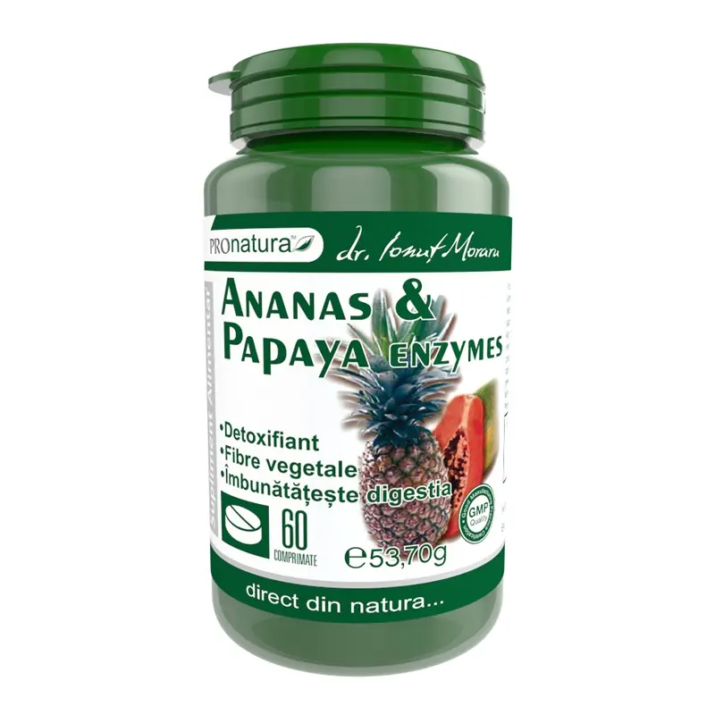 Ananas & Papaya Enzymes 60 comprimate – Medica - Masticabile