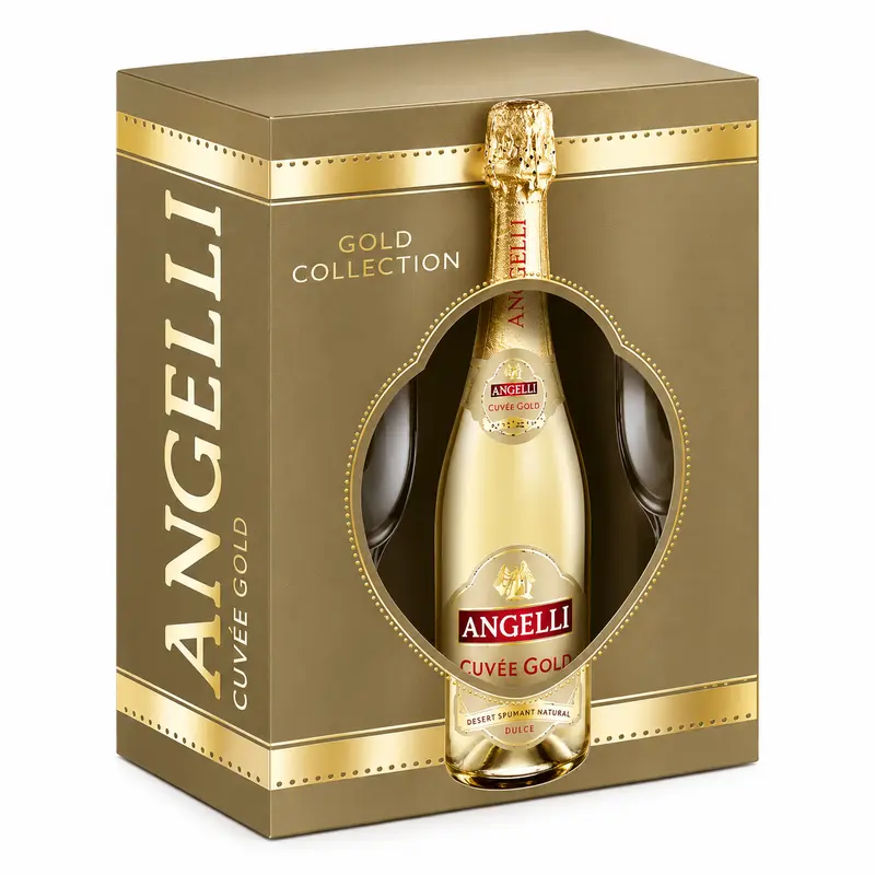 Angelli Set Cuvée Gold Dulce 0.75L + 2 pahare 10.5%