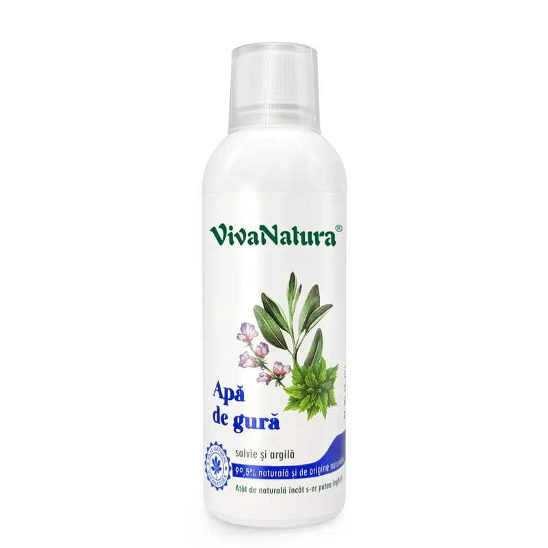 Apă de gură naturală cu salvie și argilă 500 ml – VivaNatura
