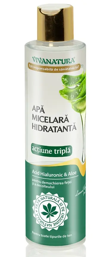 Apă micelară acid hialuronic și aloe 250 ml – VivaNatura
