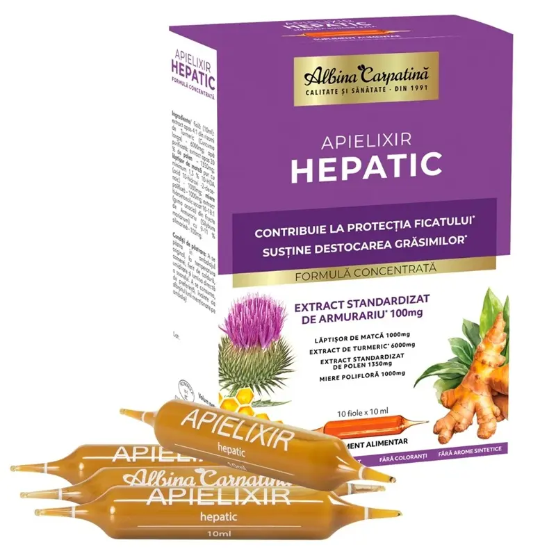 Apielixir hepatic 10 fiole x 10 ml – Apicola Pastoral Georgescu