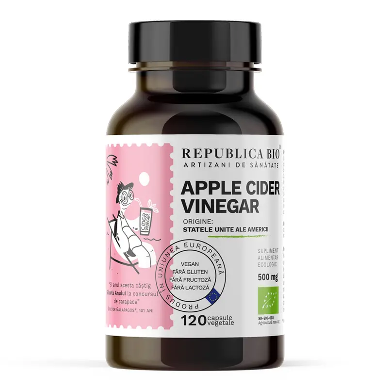 Apple Cider Vinegar (Otet din Cidru de Mere) ecologic Republica BIO, 120 capsule