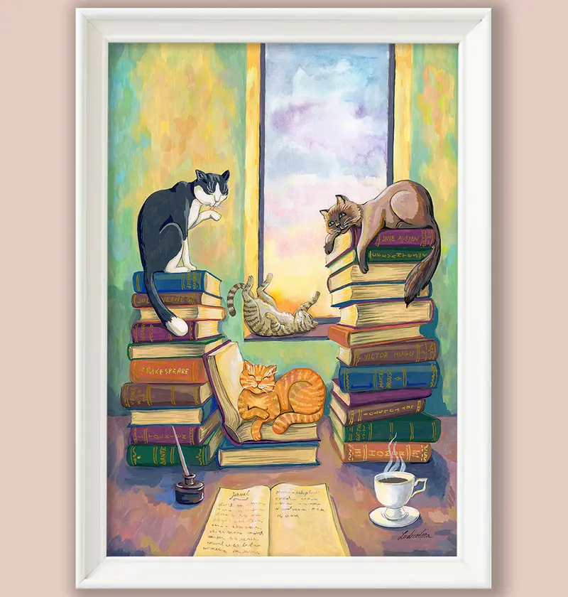 Artprint Pisici pe cărți