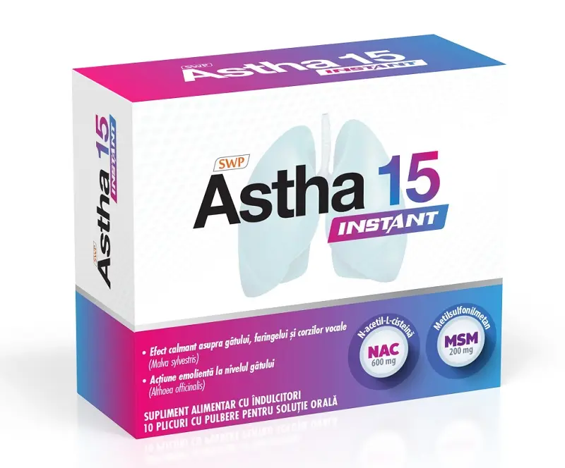 Astha15 Instant 10 plicuri – Sunwave Pharma - Gât și voce