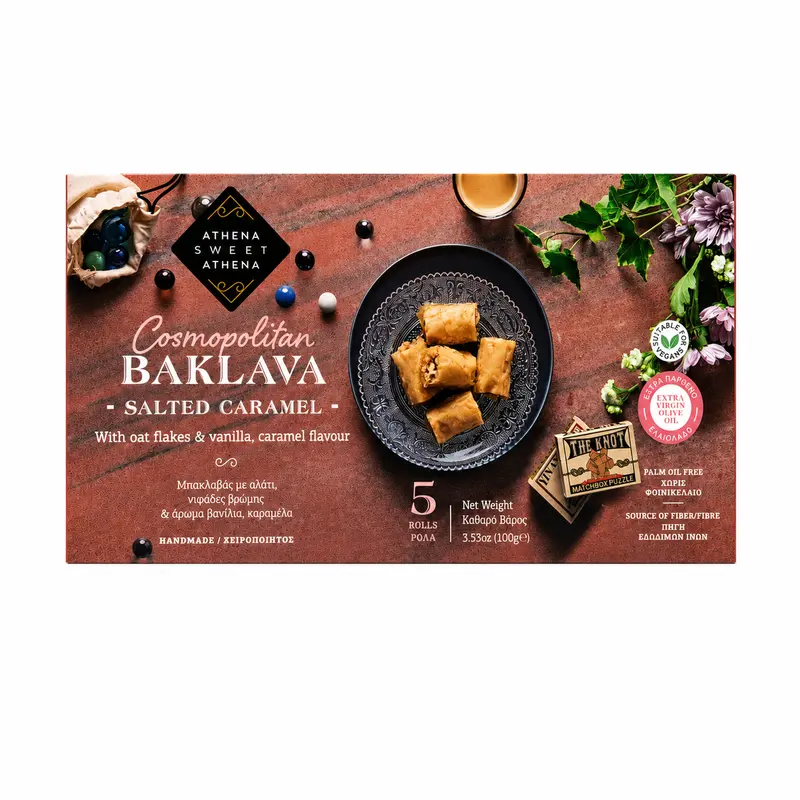 Baklava Cosmopolitan caramel sărat, 100g – Athena Sweet Athena
