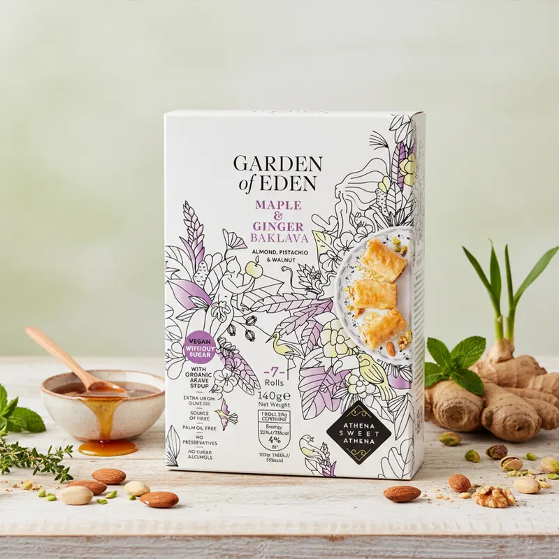 Baklava Garden of Eden sirop de arțar și ghimbir, 140g – Athena Sweet Athena