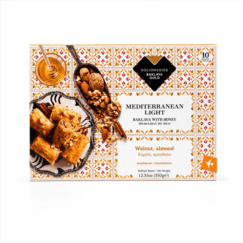 Baklava Mediterranean Sunlight nucă și migdale, 10 bucăți / 350g – Athena Sweet Athena