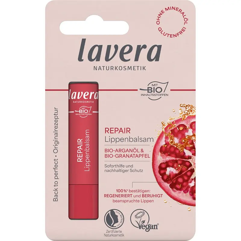 Balsam de buze reparator cu ulei bio de argan si rodie, 4.5g | Lavera