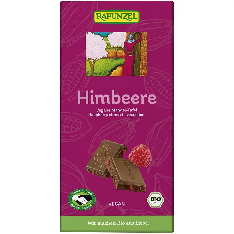 Baton bio vegan cu cacao migdale si zmeura, 100g