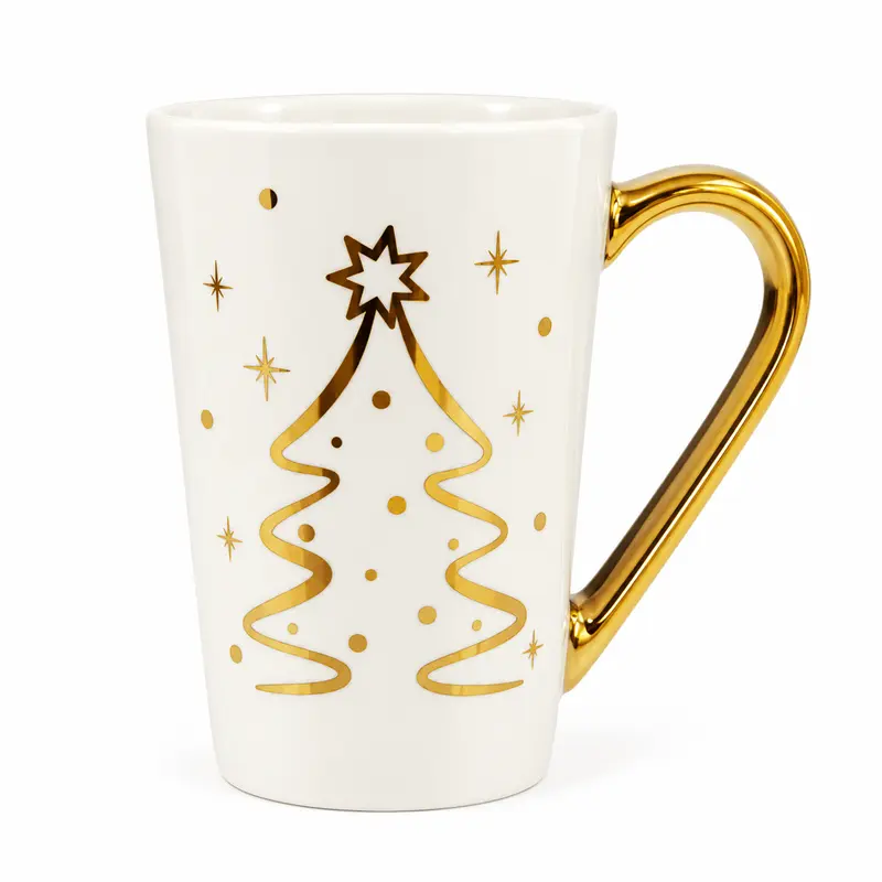 Becky's cană din ceramică cu brăduț auriu 280 ml