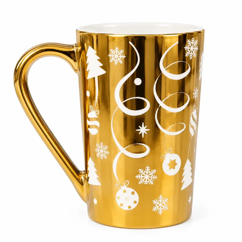 Becky's cană din ceramică cu model auriu de Crăciun 280 ml