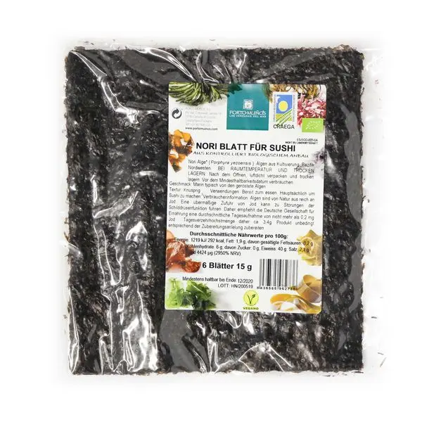 Bio Alge Marine Sushi Nori Vegan Porto Muinos 15 g