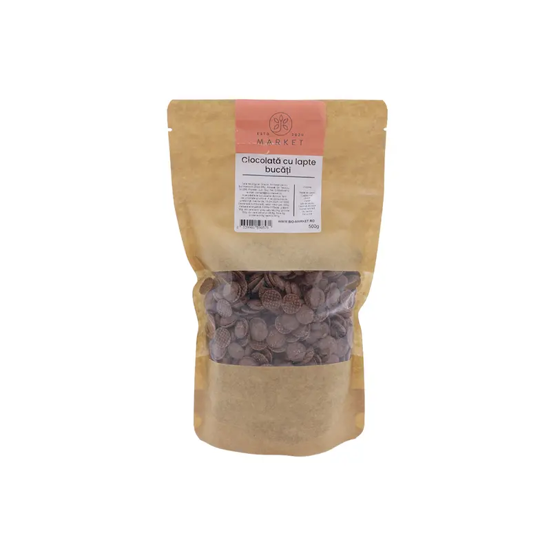 Bio Ciocolată bănuți 500 g – ciocolată naturală pentru topit și deserturi
