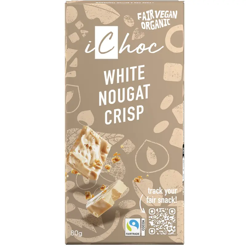 Bio Ciocolata Vegana White Nougat Crisp IChoc 80 g