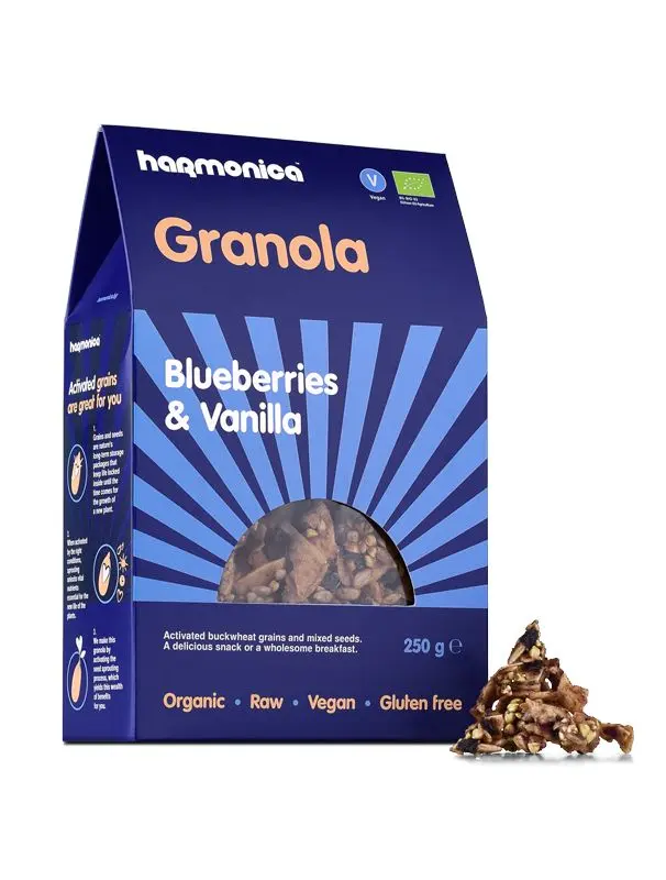 Bio Granola cu Afine si Vanilie Fara Gluten Vegan Harmonica 250 g