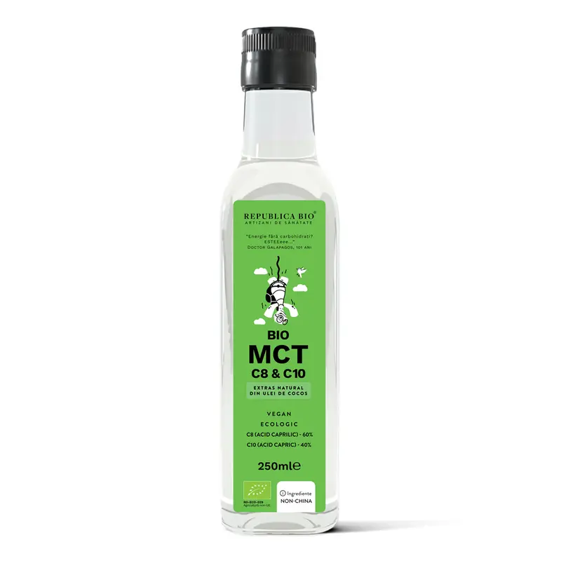 Bio MCT C8 & C10 extras natural din ulei de cocos, ecologic, fara gluten Republica BIO, 250ml