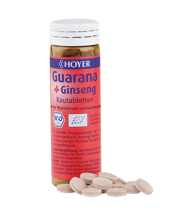 Bio Tablete Masticabile cu Guarana si Ginseng Hoyer 60 buc 30 g