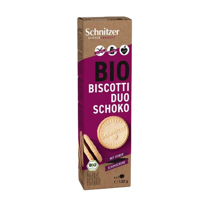 Biscuiti Bio Biscotti Duo cu Ciocolata Vegan Fara Gluten Schnitzer 130 g