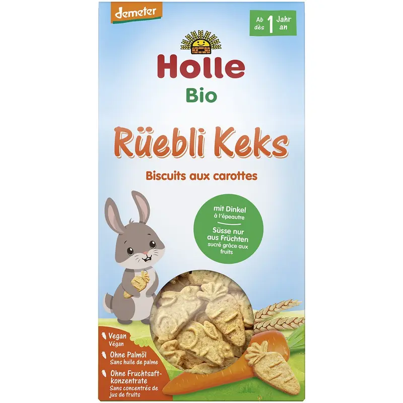 Biscuiti bio din grau spelta si morcovi Demeter pentru copii 1 an, 125g | Holle