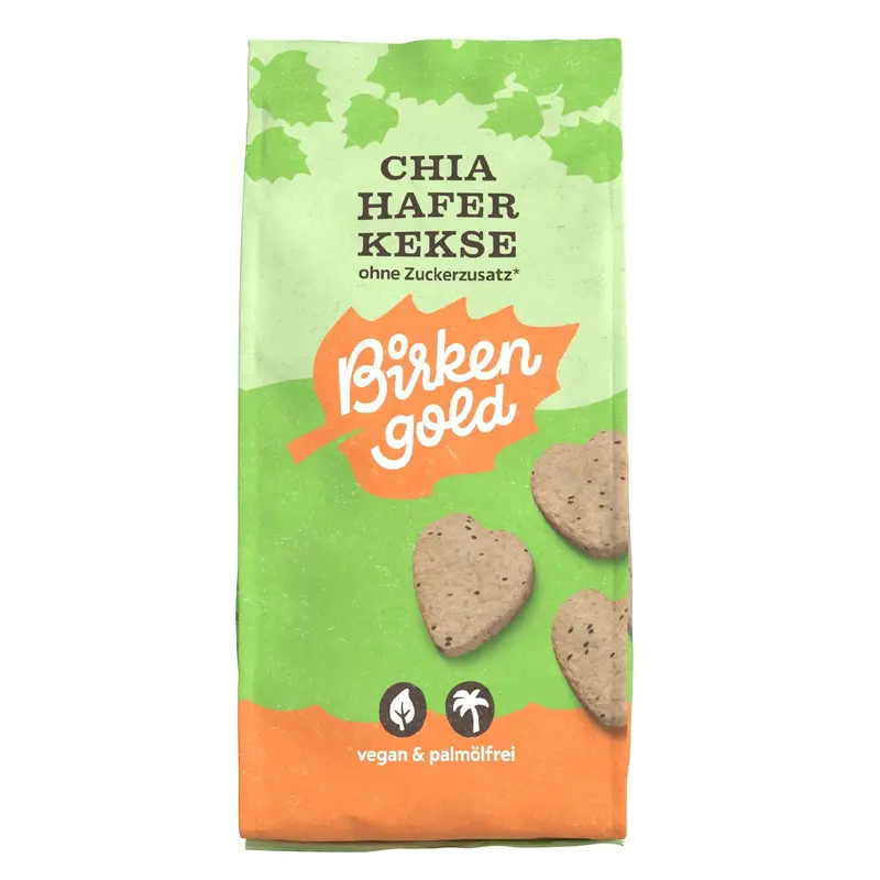 Biscuiti din ovaz cu chia indulciti cu xylitol, 125g Birkengold