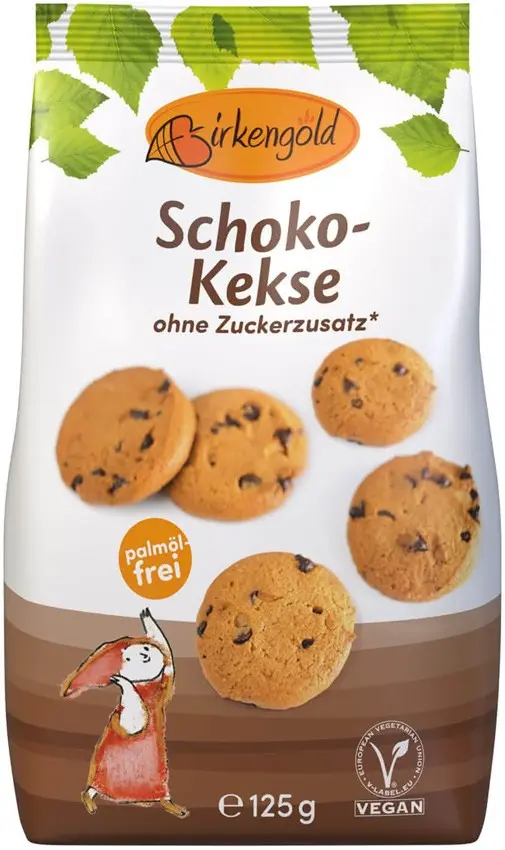 Biscuiti din ovaz cu ciocolata, indulciti cu xylitol 125g Birkengold