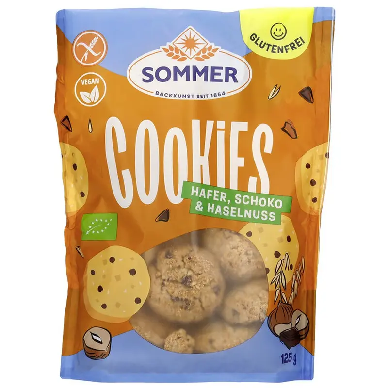Biscuiti vegani bio cu ovaz ciocolata si alune fara gluten, 125g