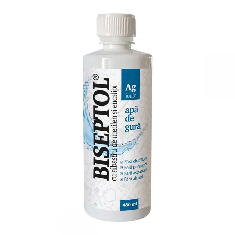 Biseptol apa de gura cu albastru de metilen si eucalipt 480ml Dacia Plant