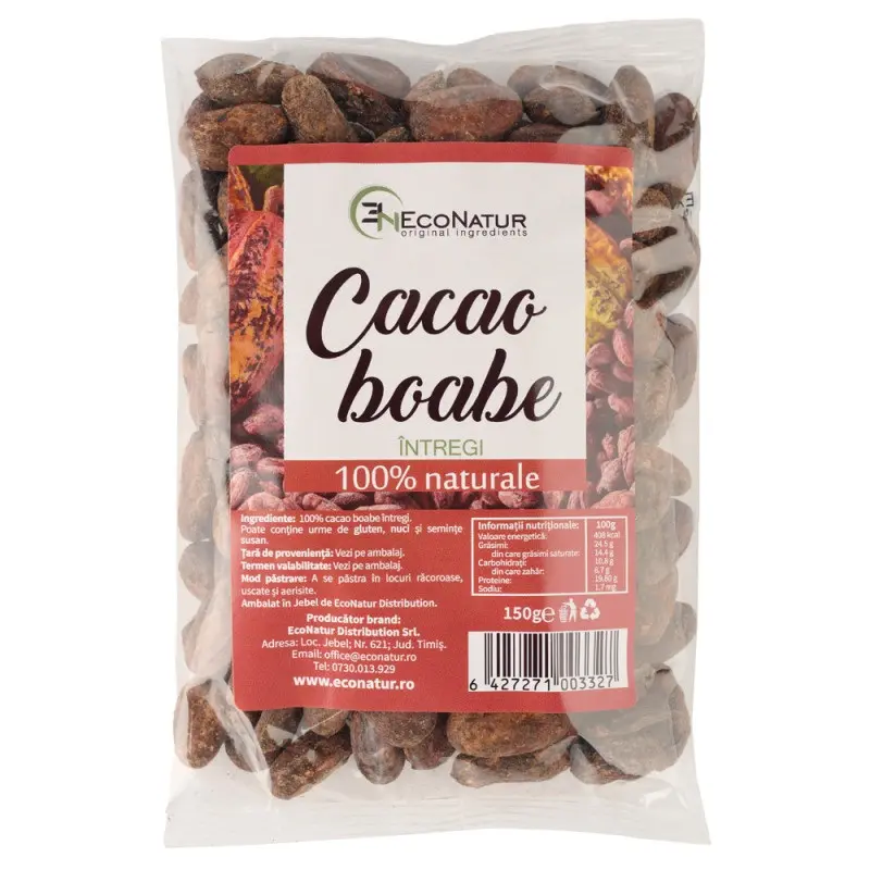 Boabe de cacao întregi 150 g – Eco Natur - Gust intens