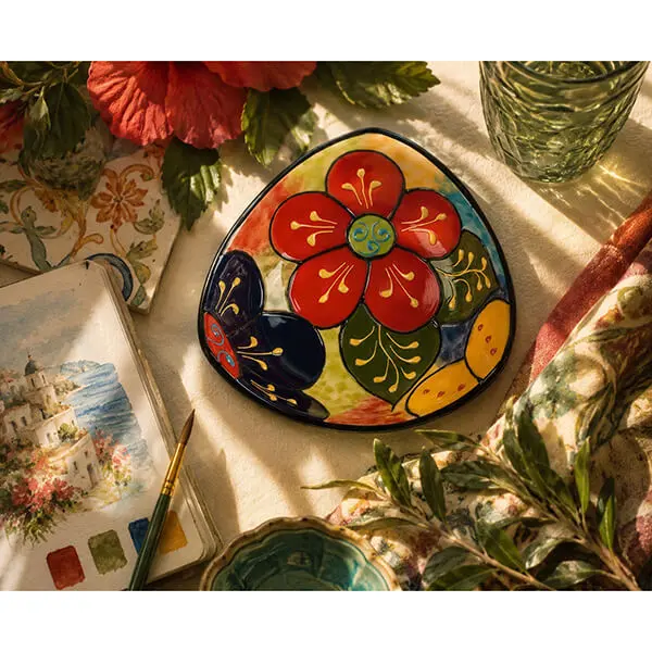 Bol cu 3 colțuri din ceramică artizanală spaniolă Dalia 10 x 5 cm