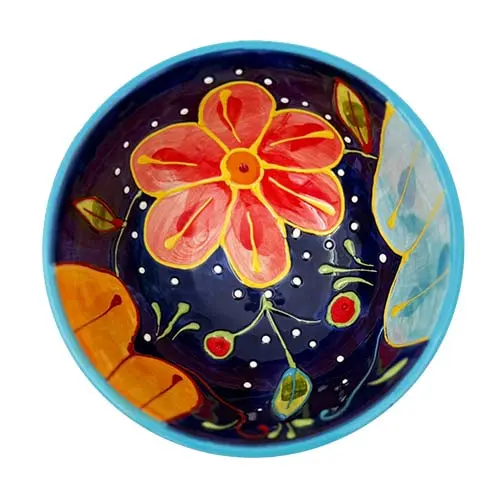 Bol mic din ceramică pictată manual Azul Oscuro