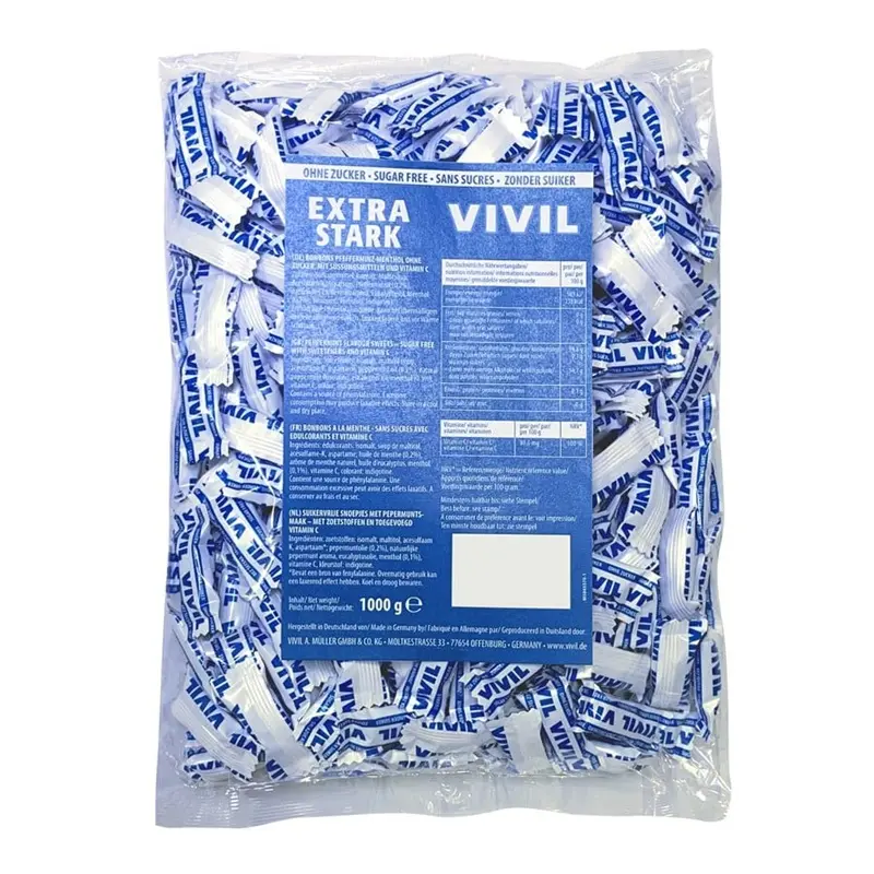 Bomboane Mentă vitamina C fără zahăr Extra Stark 1 kg – Vivil
