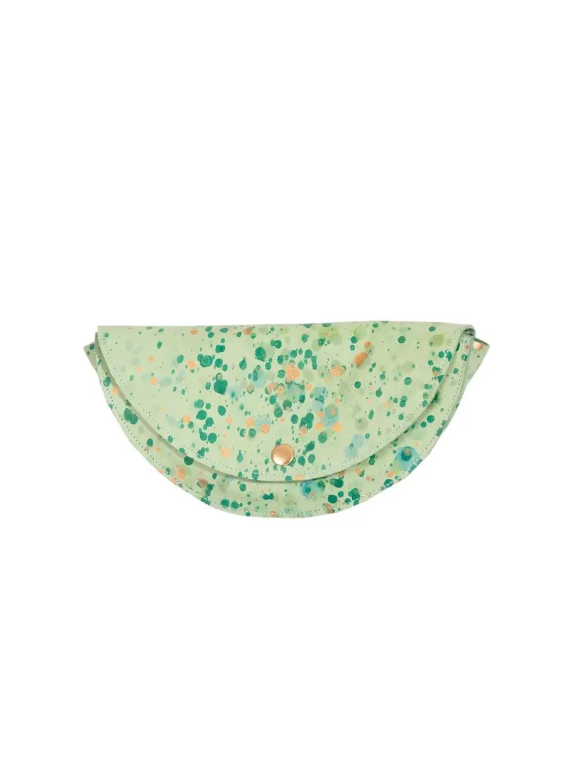 Borseta Half Moon din Piele Pictata Manual, Menta
