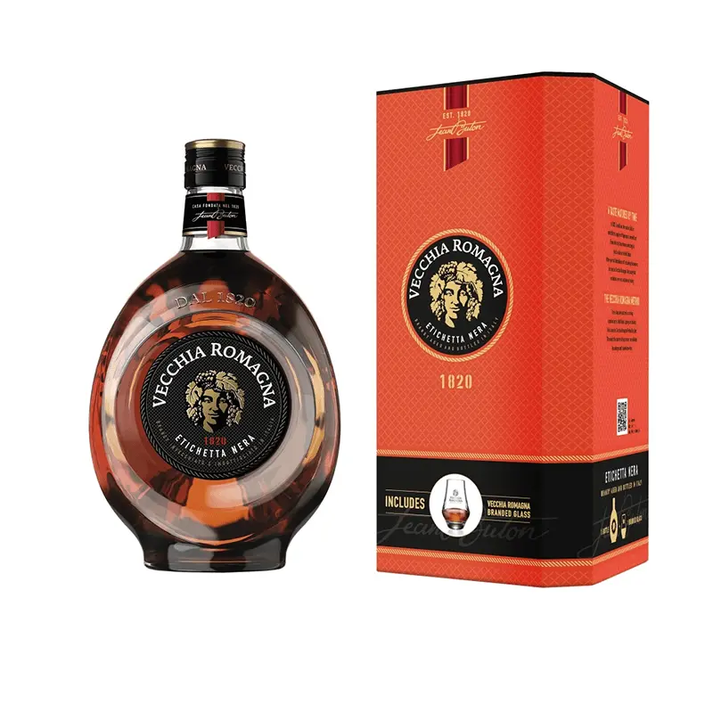 Brandy Vecchia Romagna Eticheta Nera 38% 0.7L + Gift Carton 1 pahar