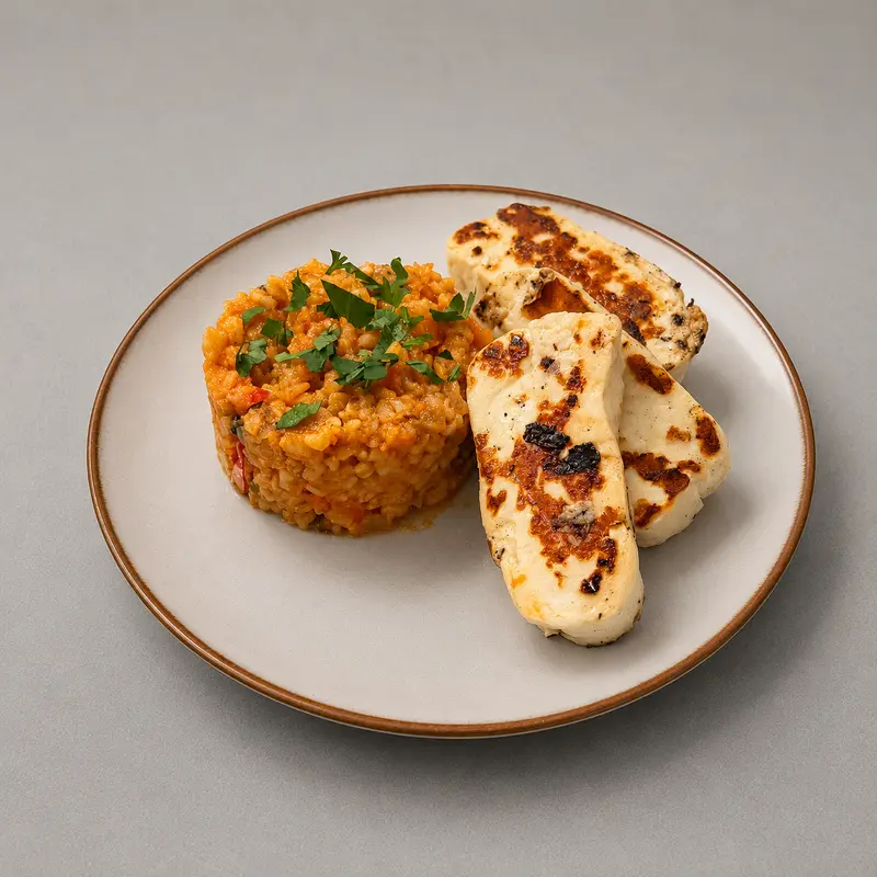 Bulgur cu legume și halloumi
