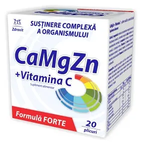 Ca + Mg + Zn + Vitamina C Forte 20 plicuri – Zdrovit
