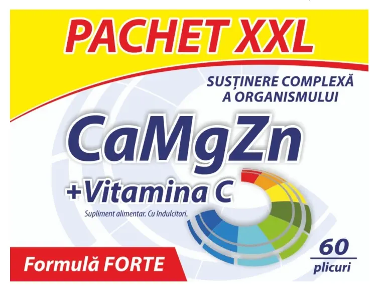 Ca + Mg + Zn + Vitamina C Forte 60 plicuri – Zdrovit
