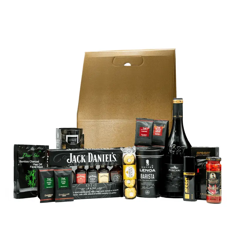Cadou Black Glow cu whiskey Jack Daniel's FOB și vin Purcari