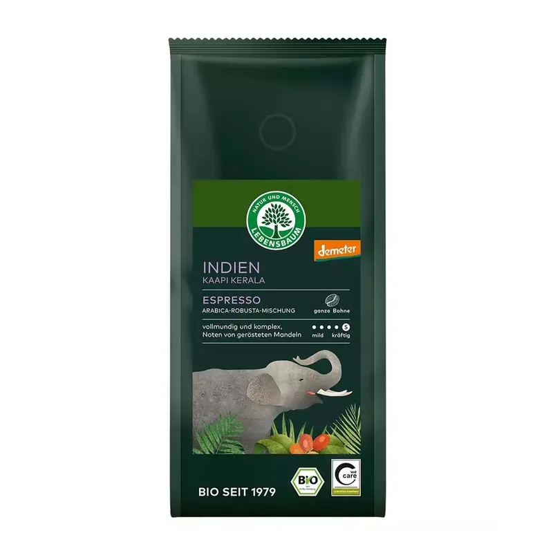 Cafea boabe bio Espresso Kaapi Kerala, 250g Lebensbaum
