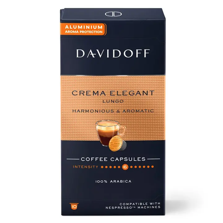 Cafea Davidoff, Capsule Cafea Crema Elegant Lungo 55 g, tip Nespresso