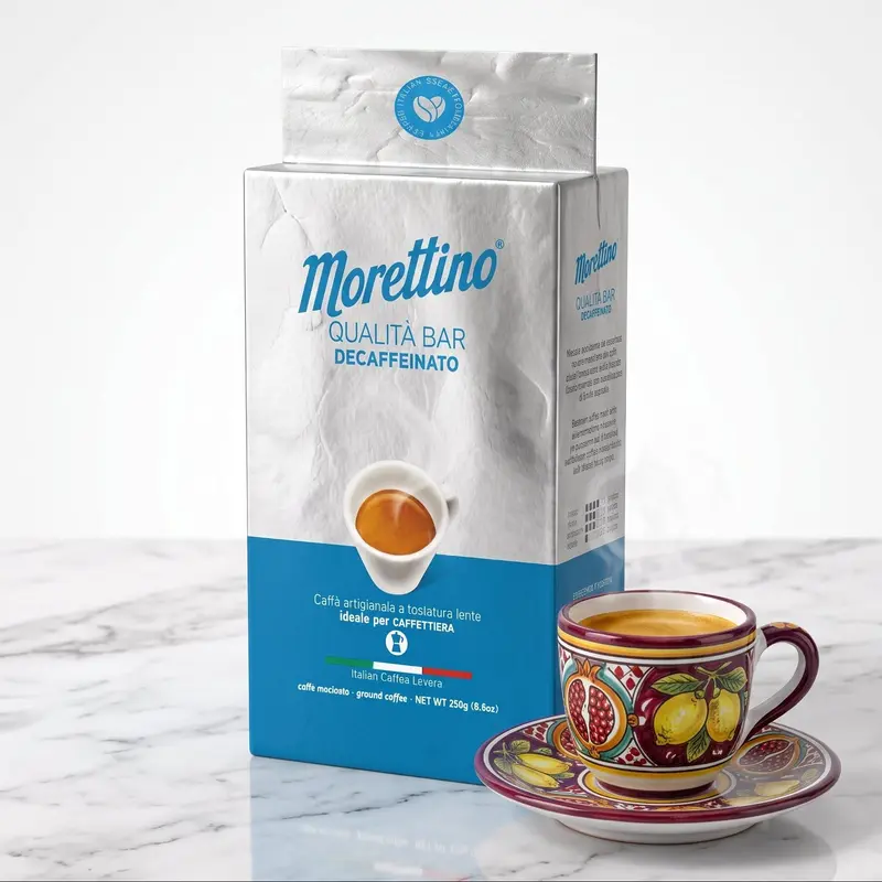 Cafea Decofeinizata natural, Macinata 250 gr, Arabica Robusta, Sicilia, MORETTINO