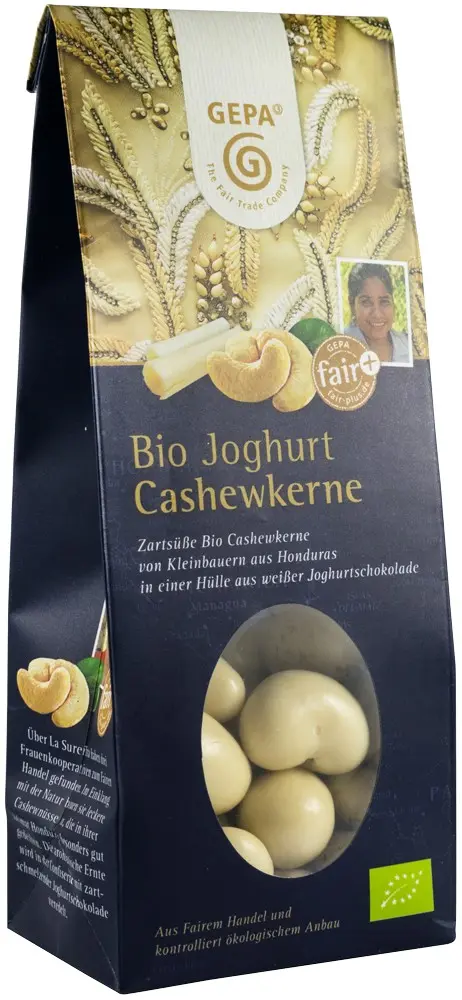 Caju glazurat cu ciocolata alba, bio, 100g Gepa