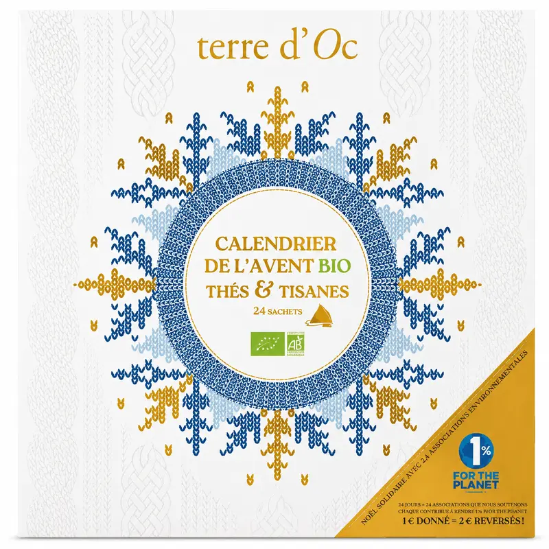 Calendar de Advent cu 24 de ceaiuri și infuzii bio Terre d'Oc